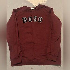 BOSS Men's Burgundy Crewneck Sweater
